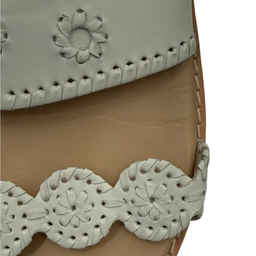 Jack Rogers Floral Cutwork Double Strap Sandals Flat Leather Palm Beach Style 9M - Picture 3 of 6